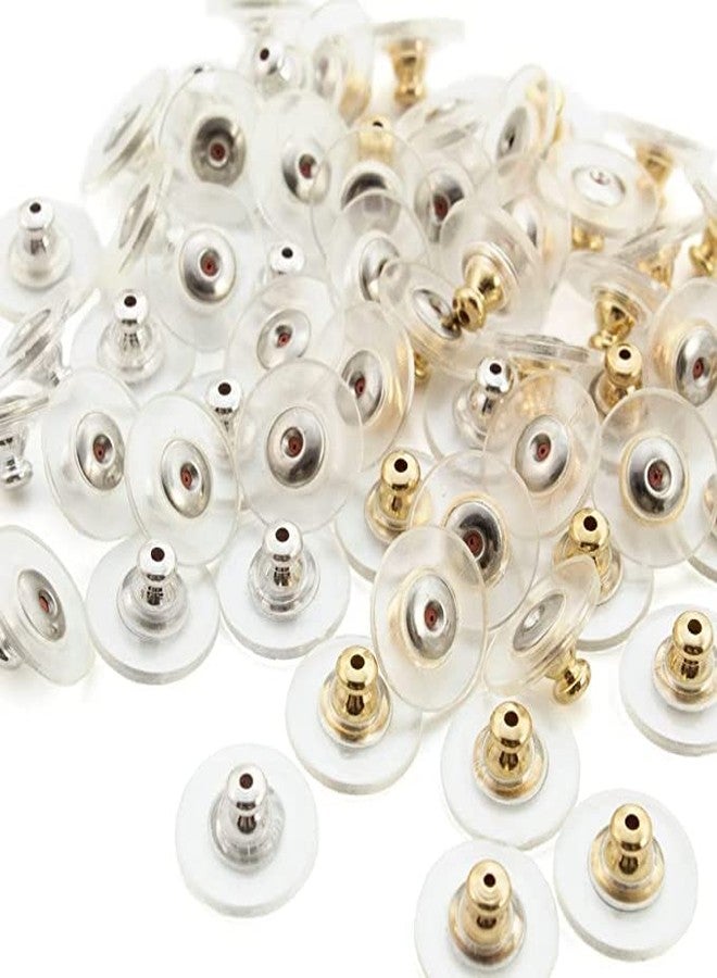 meryCraft Golden and Silver Earring Backs Stopper Earnuts Stud Earring Rubber Back Supplies for Jewelry Findings Making Accessories Gold & Silver(15 pcs Each) MCI-STPR-009 - Image 1
